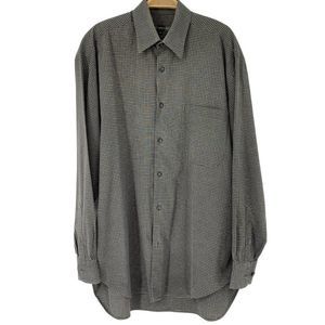 Mens Vintage Y2K Hart Schaffner Marx Shirt M Italy Plaid  Classic Oversize 3859